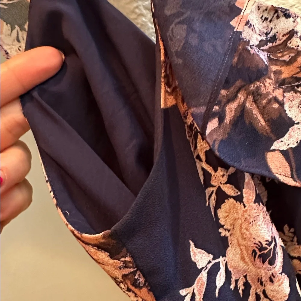 Chelsea28 Floral Ruffle Wrap Midi Dress Navy Romantic Cottagecore